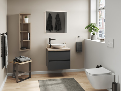 Duo Badmöbel 60, Anthrazit Matt Lackiert, Keramik...