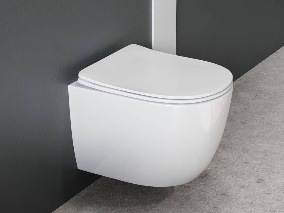 Aqua Bagno Sp&uuml;lrandloses WC Silk inkl. WC-Sitz - S.10217.10219