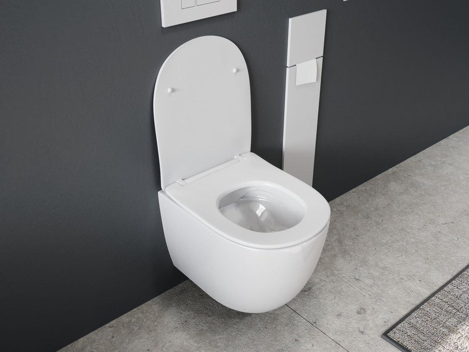 Aqua Bagno Sp&uuml;lrandloses WC Silk inkl. WC-Sitz - S.10217.10219