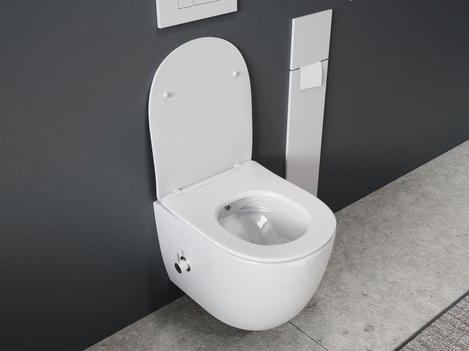 Wand Dusch WC Taharet - sp&uuml;lrandlos - mit abnehmbaren Softclose WC-Sitz - Bidet - Keramik S.10219.10224