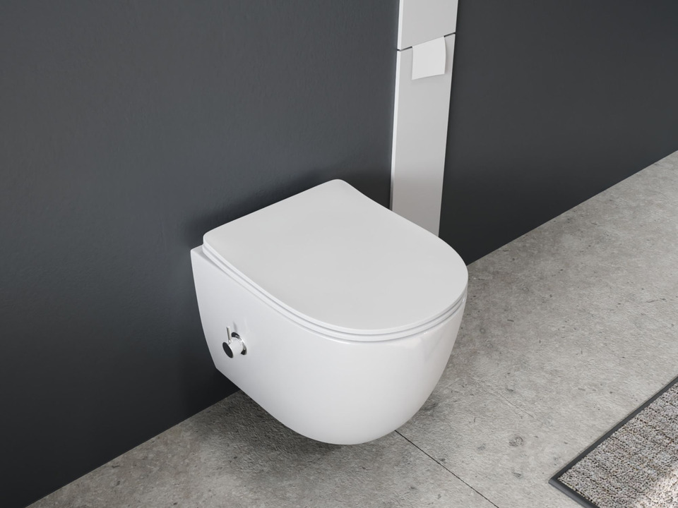 Wand Dusch WC Taharet - sp&uuml;lrandlos - mit abnehmbaren Softclose WC-Sitz - Bidet - Keramik S.10219.10224