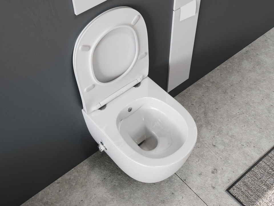 Wand Dusch WC Taharet - sp&uuml;lrandlos - mit abnehmbaren Softclose WC-Sitz - Bidet - Keramik S.10219.10224