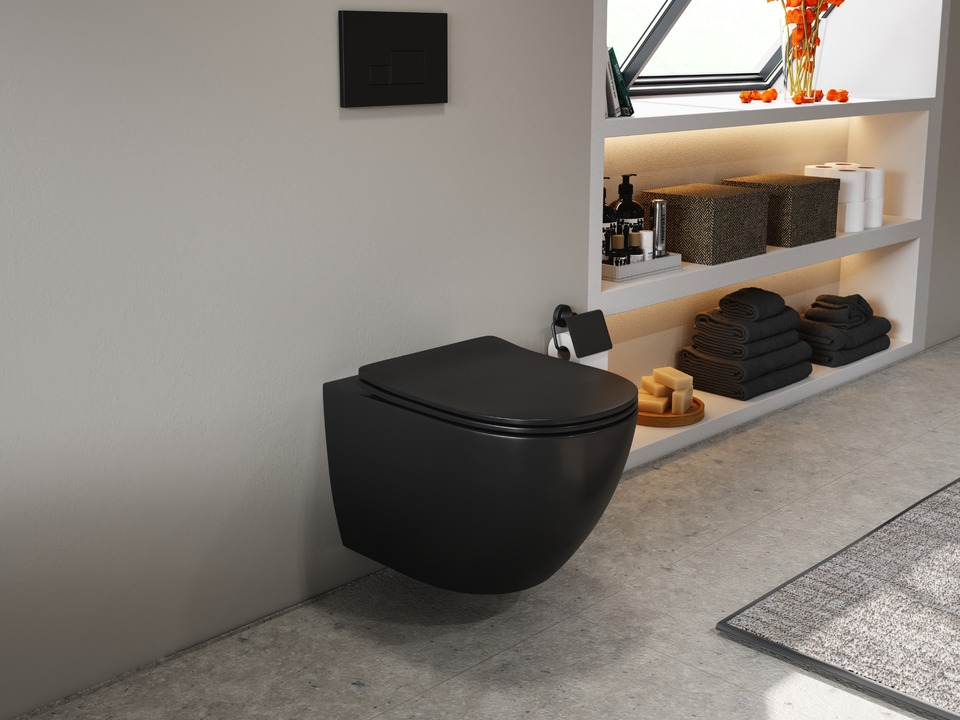 Aqua Bagno Sp&uuml;lrandloses WC Silk inkl. WC-Sitz