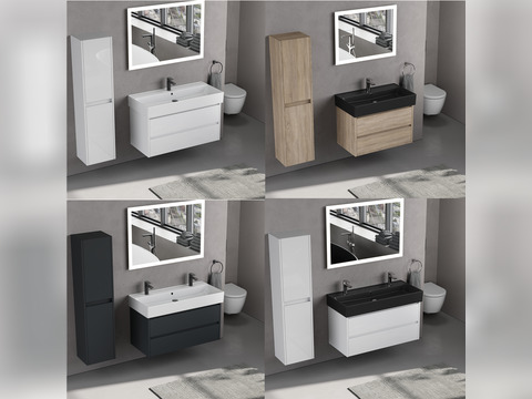 Badmöbel-Set DUO + Loft Air Waschbecken 100cm...